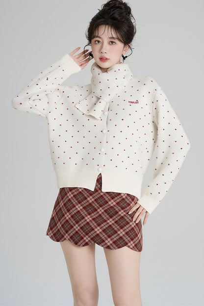 Short Woolen Knit Cardigan