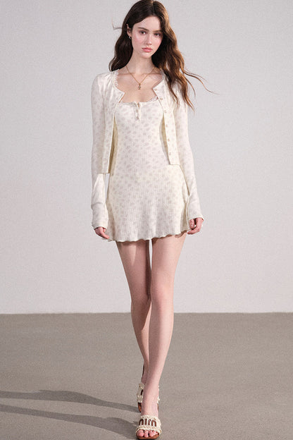 Slim Fit Cardigan and Tank Dress Set-Up