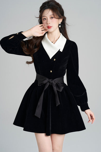 Black Velvet A-Line Dress