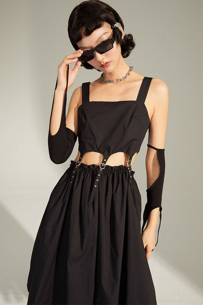 Black Mid-Length Camisole Dress