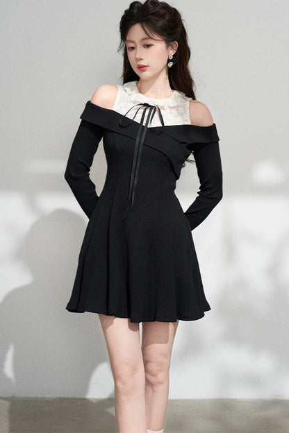 Halter Off-Shoulder Knit Dress