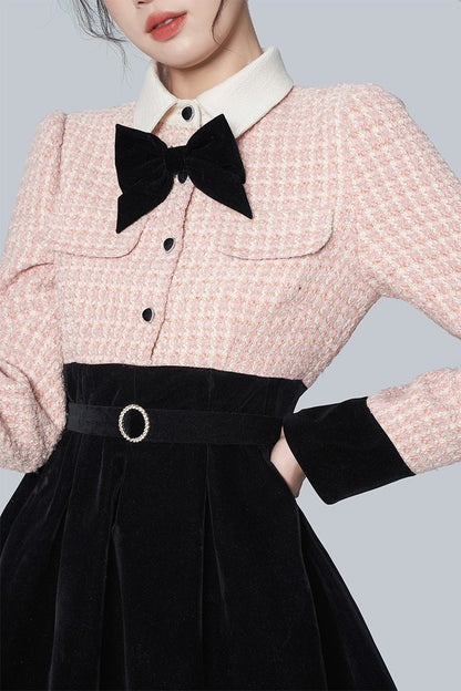 Pink Tweed A-Line Dress