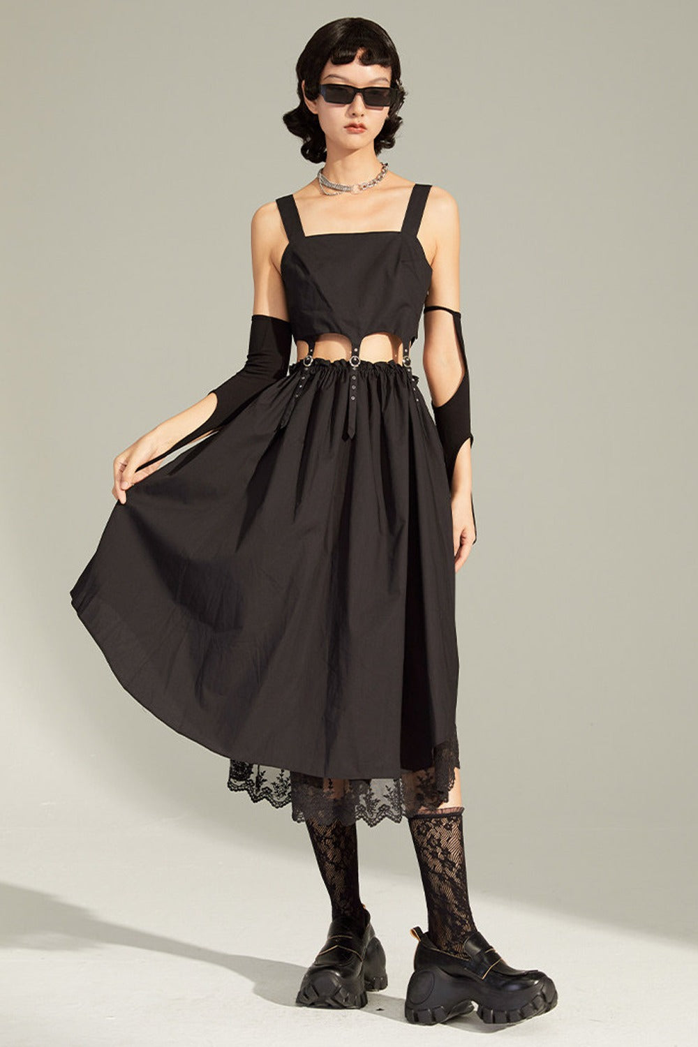 Black Mid-Length Camisole Dress