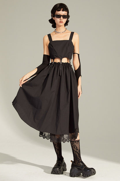 Black Mid-Length Camisole Dress