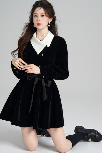 Black Velvet A-Line Dress