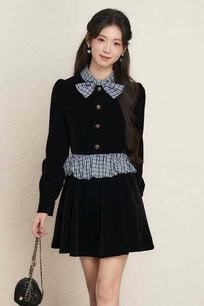 Black Velvet A-Line Dress