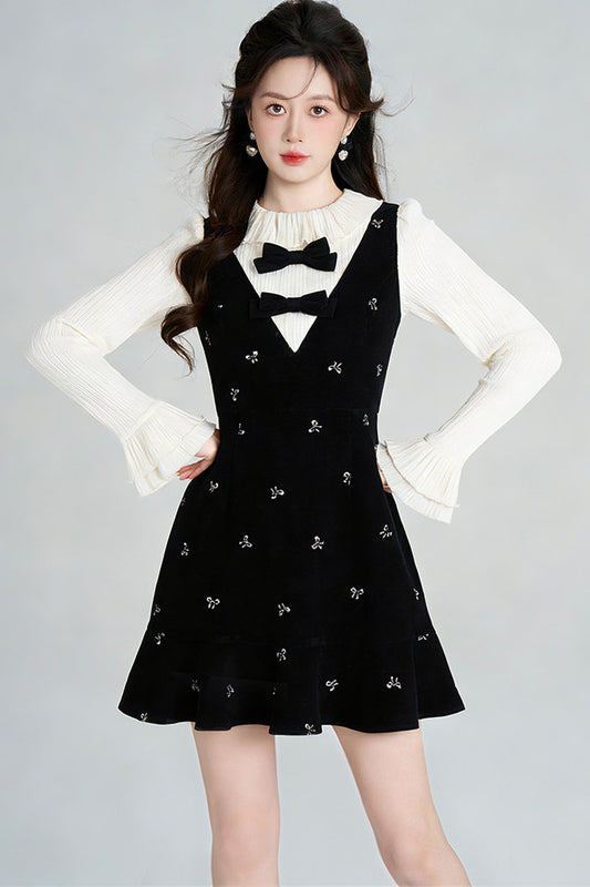 Black Velvet Layered-Look Dress