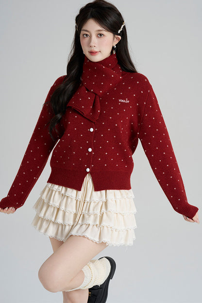 Short Woolen Knit Cardigan