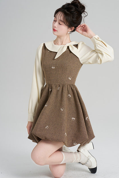 Layered-Look Floral Dress