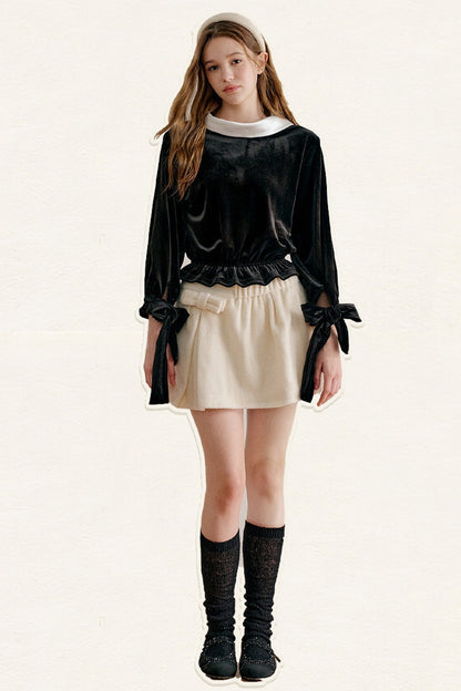 Reversible Velvet Peter Pan Collar Shirt
