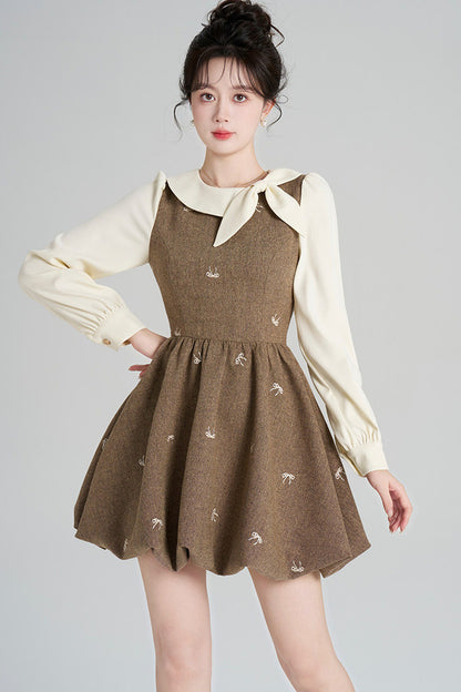 Layered-Look Floral Dress