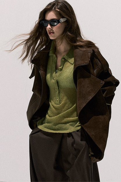 Suede Texture Leather Jacket