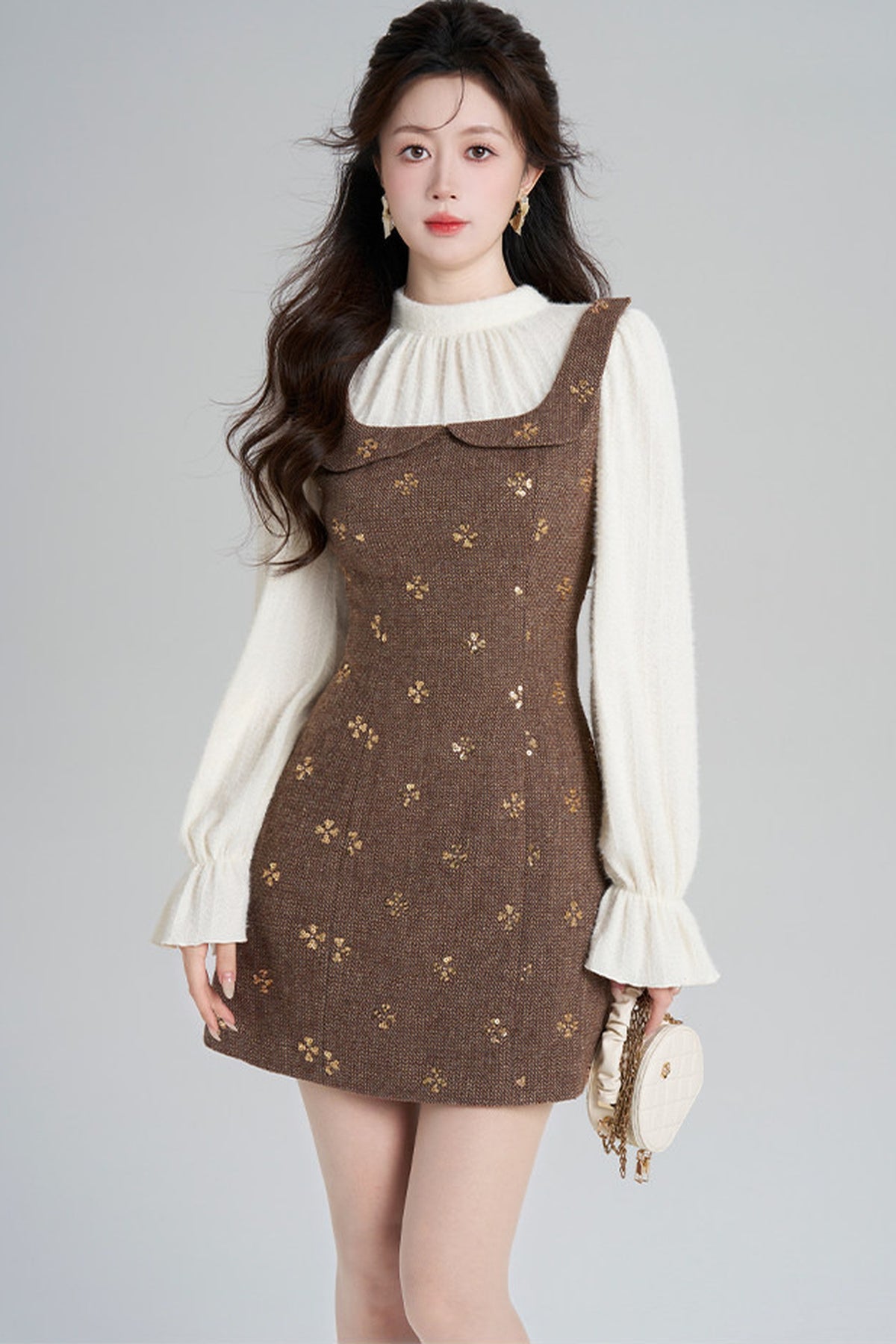 Sequin Patchwork Layered-Look Dress