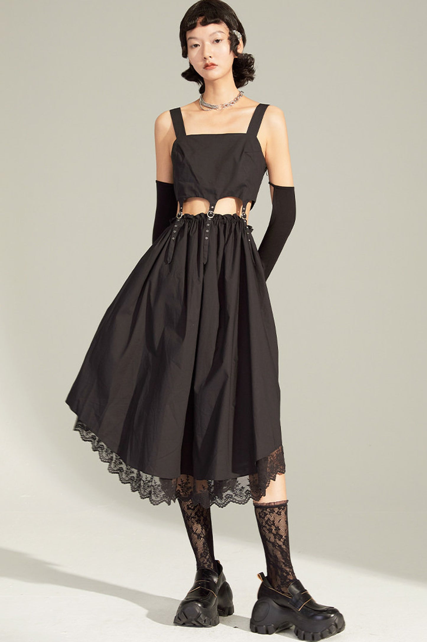 Black Mid-Length Camisole Dress