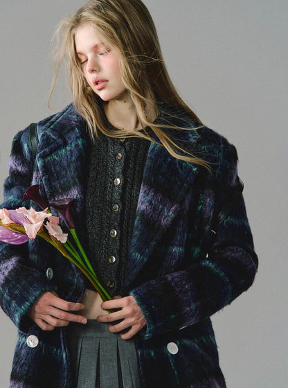 Violet Long Cropped Wool Coat Jacket