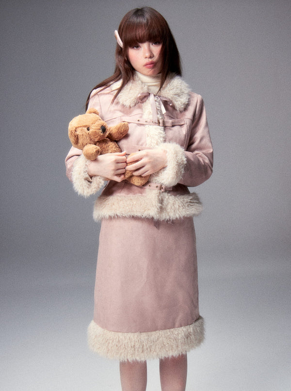 Buckle and Cotton Design Suede Plush Setup