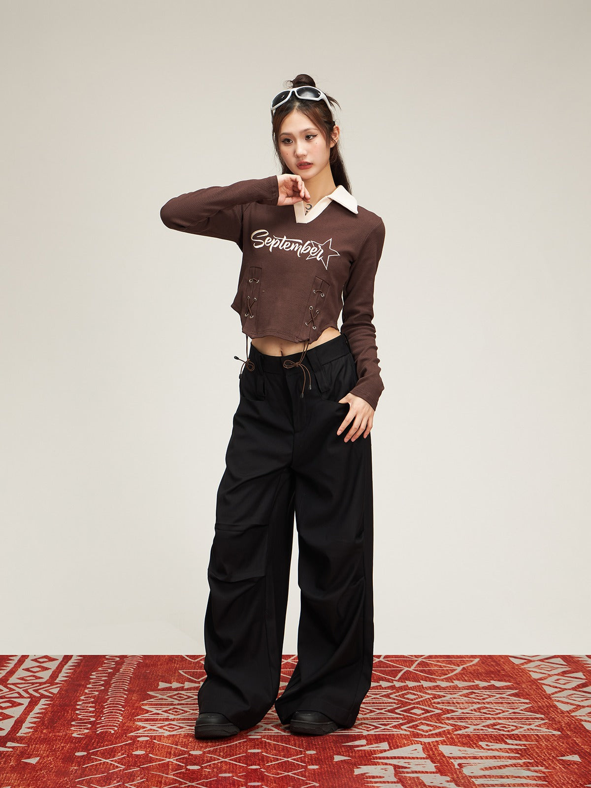 American drape wide-leg mopping pants