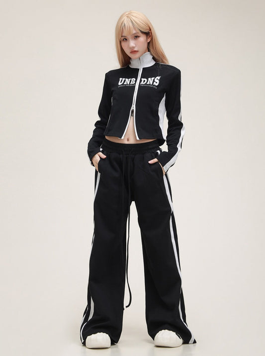 American Tracksuit Stand Neck Top Pants set-up