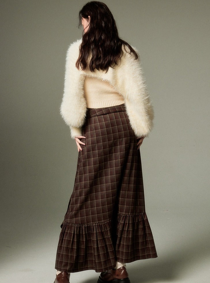 MAILLARD STREAMER CHECKED MAXI SKIRT