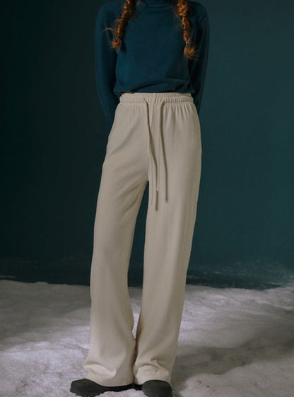 High Waist Slim Wide-leg Straight Pants