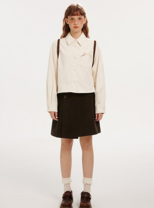 AMERICAN RETRO WOOLEN ONE-PIECE A-LINE SUIT SKIRT