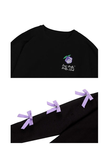 purple black print long-sleeved sweater