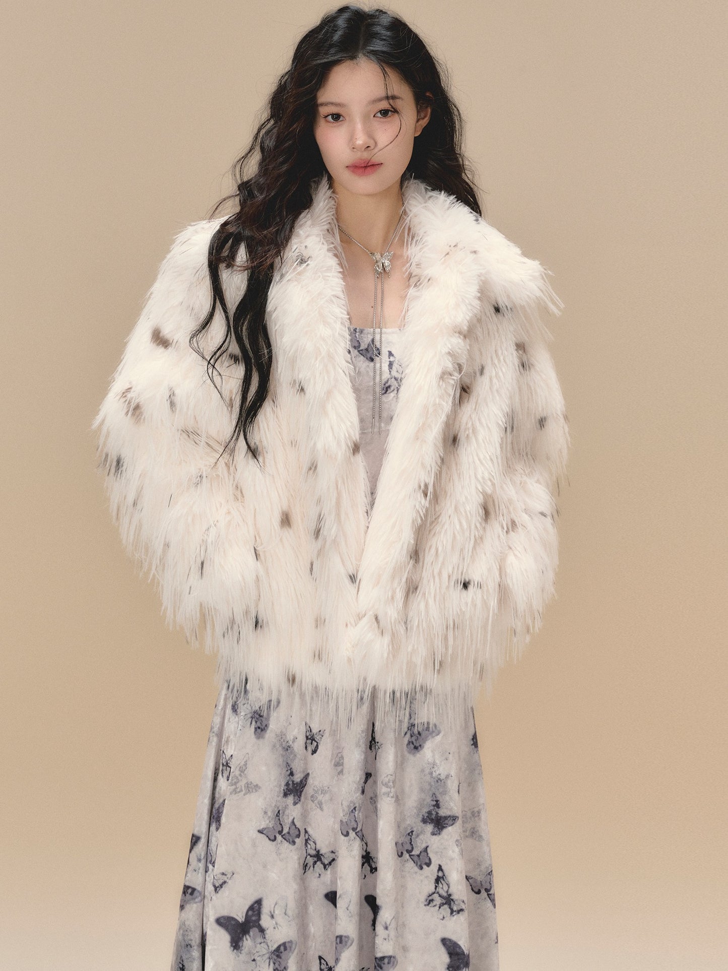 wool top long fur jacket