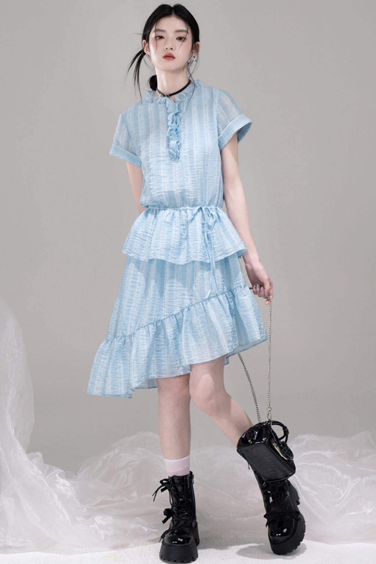 Asymmetric Ruffle A-Line Dress