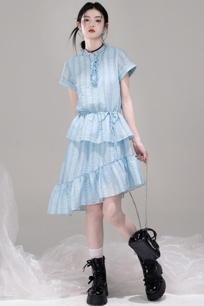 Asymmetric Ruffle A-Line Dress
