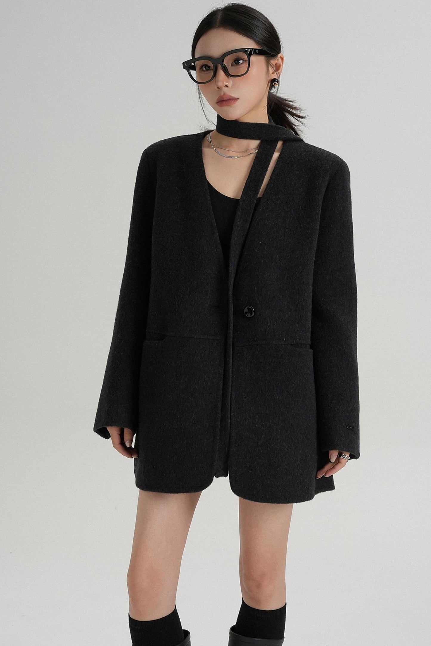 Elegant Mid-Length Wool Suit Coat