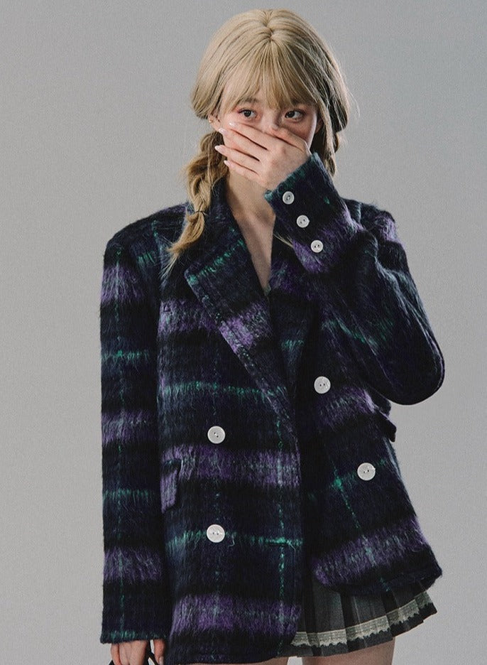 Violett Long Cropped Woll Coat Jacke