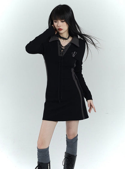 black slim hip dress