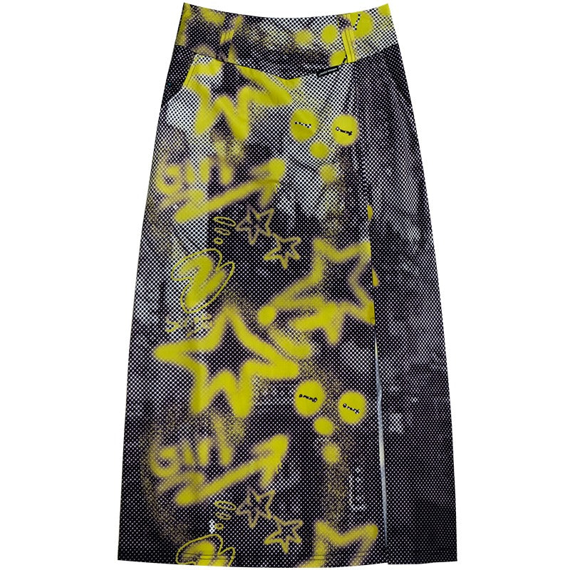 American vintage mid-length split skirt