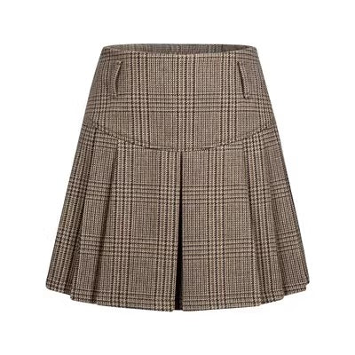 Girl brown houndstooth suit blazer skirt set
