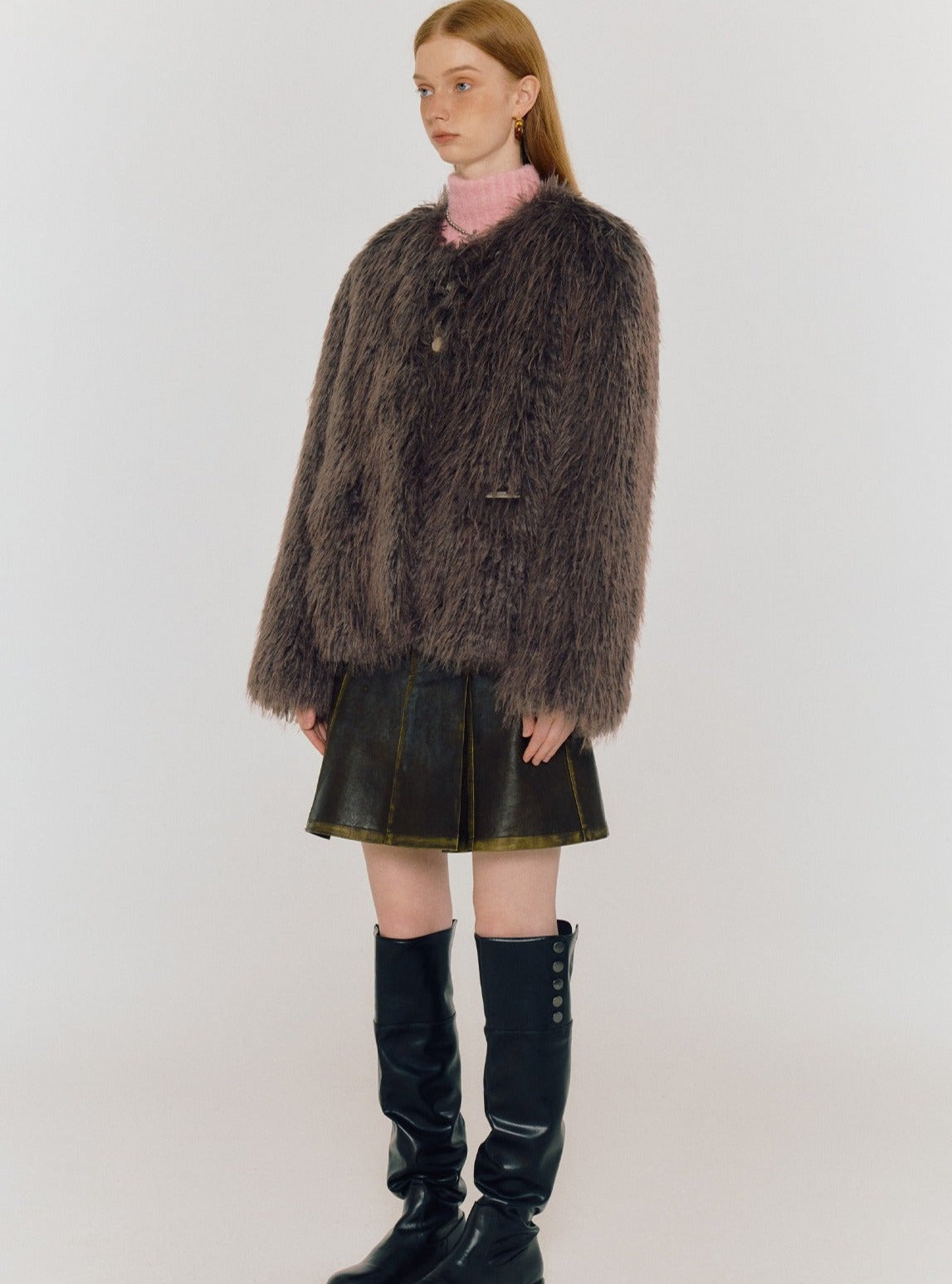 Loose eco-friendly fur box Jacket