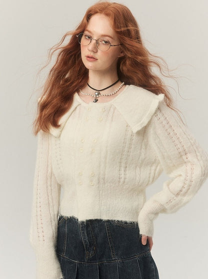 Cropped Mohair Sweater Knitted Tops