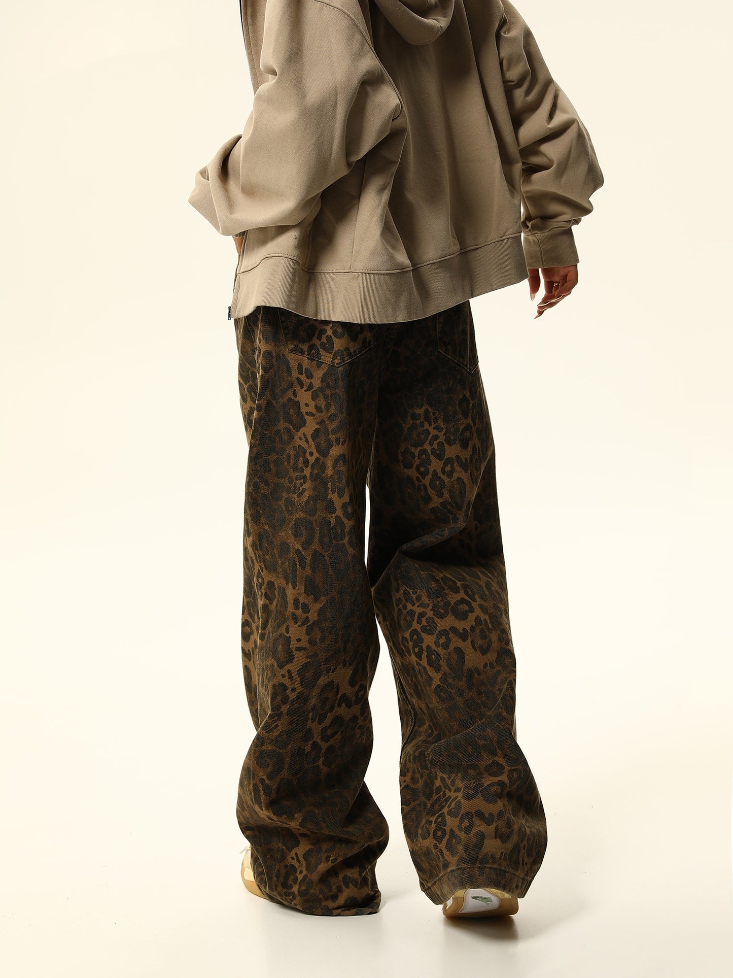 Maillard leopard print design casual jeans pant