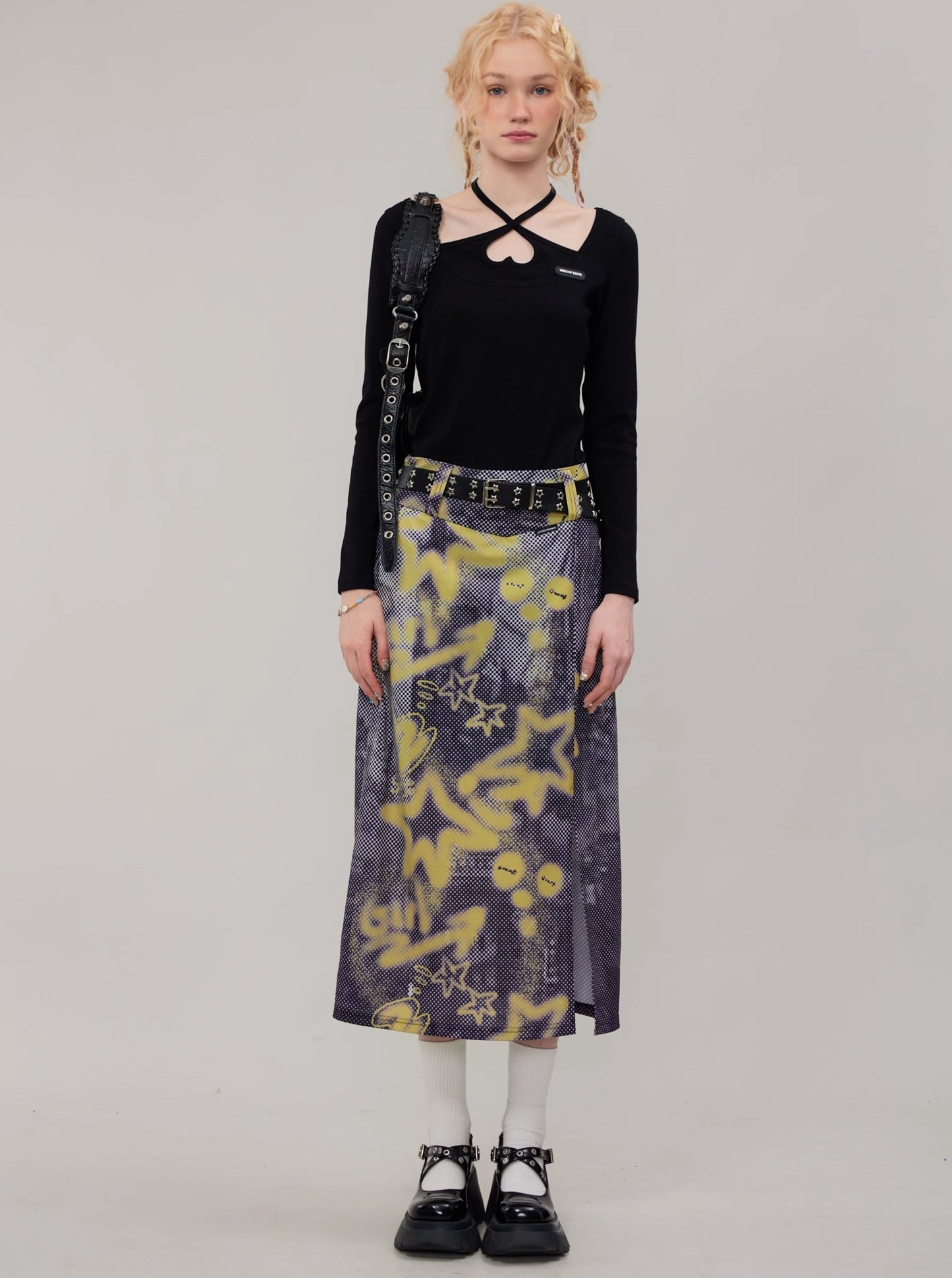 American vintage mid-length split skirt