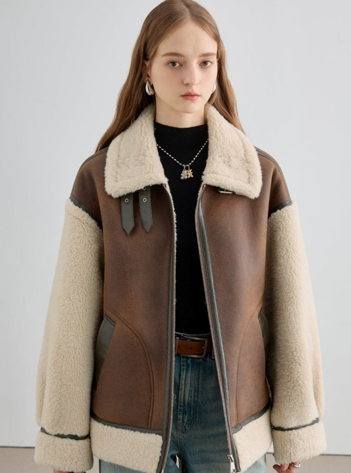 Fur One-iece Leather Jacket
