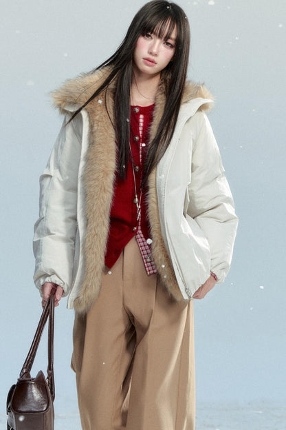 Red Patchwork Knit Cardigan