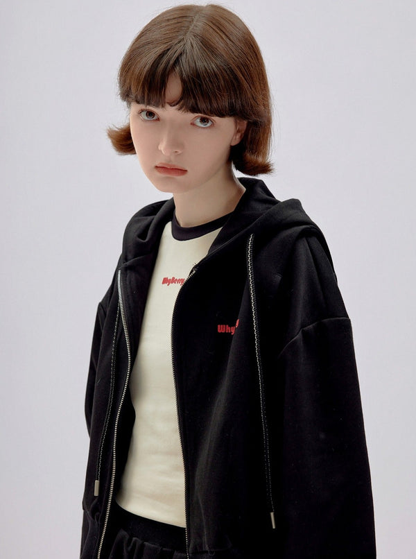 cropped hooded long-sleeved sweatshirt outer