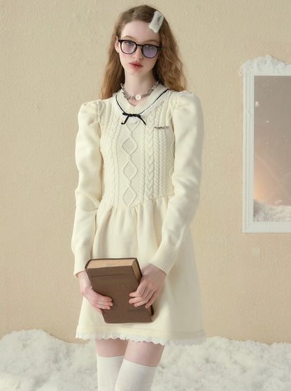 Original V-neck beige dress