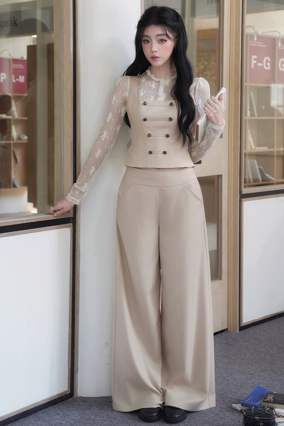 Straight Wide-Leg Pants