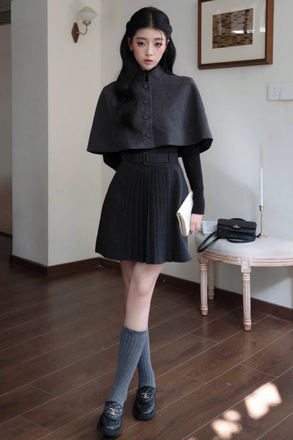 Short Cape and Knitted Dress Set-Up