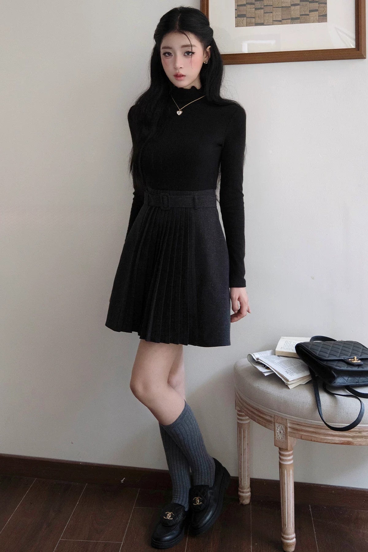 Short Cape and Knitted Dress Set-Up