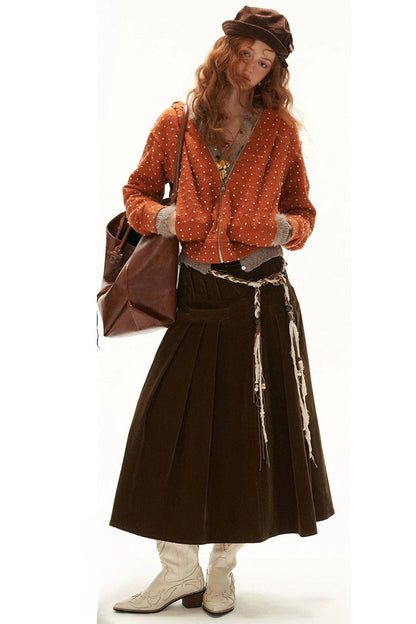 Cardigan à capuche zippé à pois