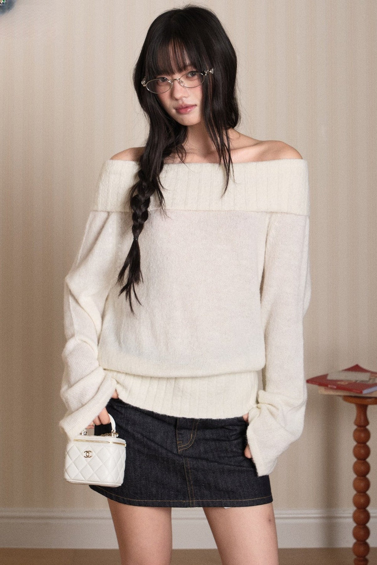 Off-Shoulder Knit Top