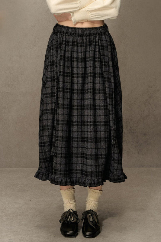 Plaid Tweed Midi Skirt
