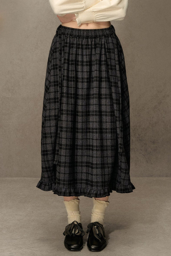 Plaid Tweed Midi Skirt