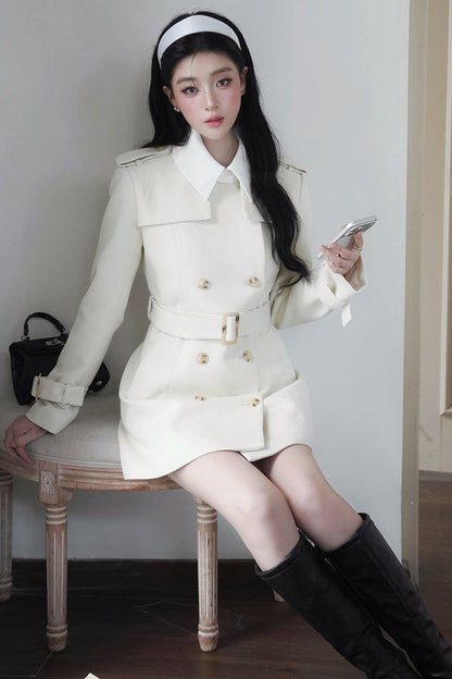 Mid-Length Double-Breasted Wool Coat